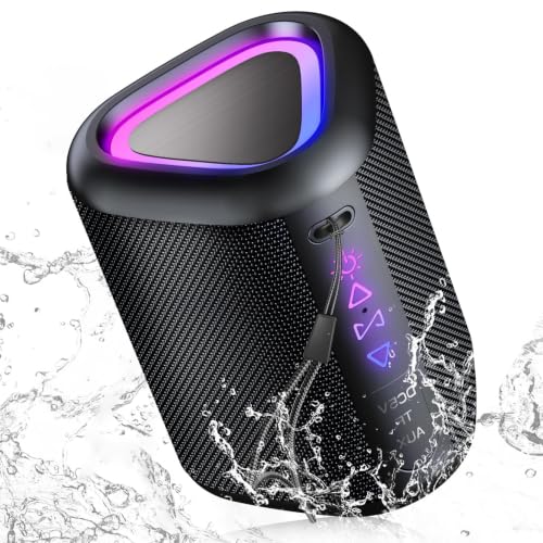 Image of Bluetooth Speaker, 2026 Portable Wireless Speaker with LED Light, Bluetooth 5.4, 24-Hour Playback Time, Enhanced Bass, IPX7 Waterproof, Outdoor Speaker Suitable for Travel, Sports, and Cycling.