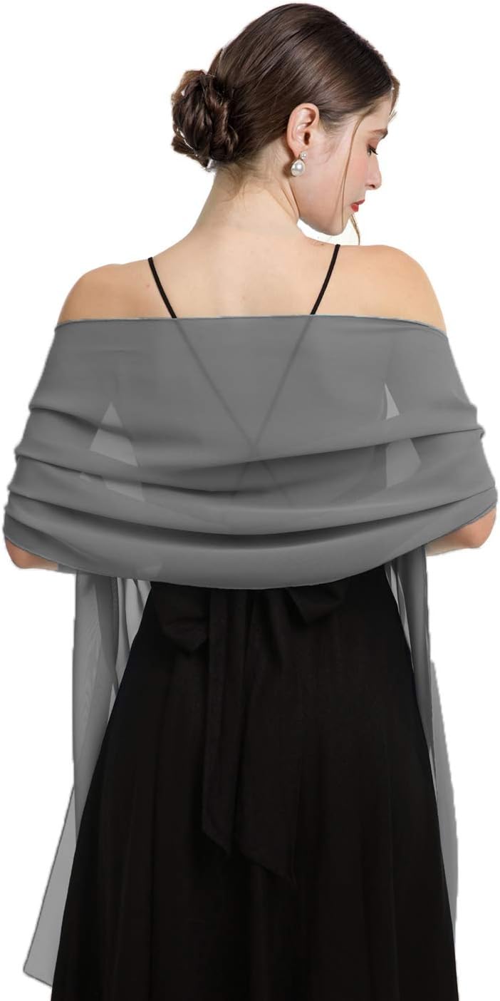 Baoqiya Women's Scarf Shawls and Wraps for Evening Dress Chiffon Shawl Soft Elegant Silky Pashmina Wedding Bridal Scarves