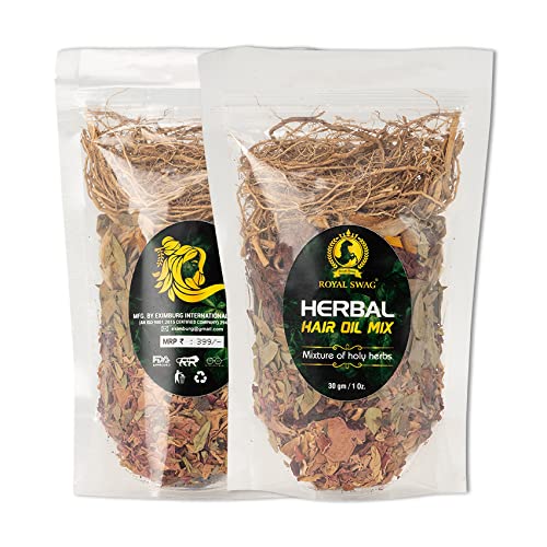 Royal Swag Herbal Hair Oil Mix 30 g x 2 packs for Healthy Hair Growth Packed with Goodeness of Ayurvedic Natural Dried Herbs For Oil Infusion | Made In India | Pack of 2(1 pack = 1 Oz/30 gm)