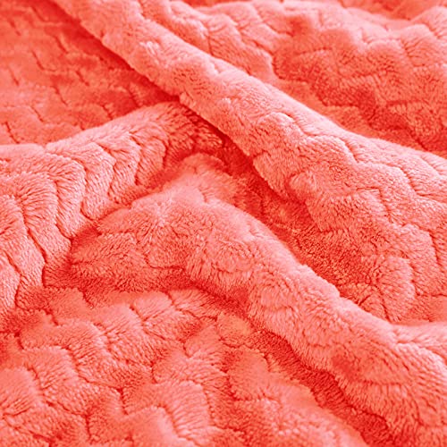 Whale Flotilla Fleece Throw Blanket For Couch With Plush Chevron Pattern, Decorative Soft Fluffy Throw Blanket For Sofa, Cozy And Lightweight, Coral, 50X70 Inch #TOP5