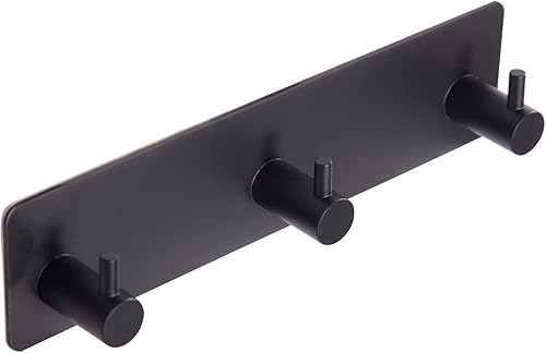 Vista 31 de Ganchos adhesivos negros para toallas para baño, montaje en pared, sin taladro, para ducha, resistente, gancho de pared, toallero autoadhesivo