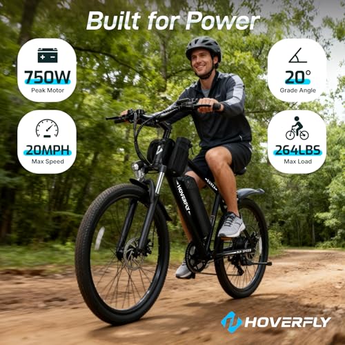 HOVERFLY OUREA 26″ Electric Bike for Adults, 750W Peak Motor