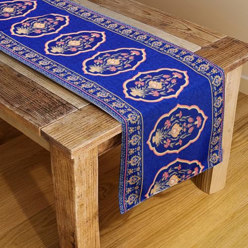 Image of HOMADORN Premium Digital Printed Table Runner - Double Layered Durable Fabric, Elegant Dining & Coffee Table Decoration, Fade-Resistant Prints, Easy Care (13X60 Inches (4 Seater), Heritage Blossom)
