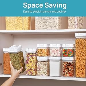 Vtopmart Airtight Food Storage Containers, 7 Pieces BPA Free Plastic Cereal Organizer Canisters with Easy Lock Lids, for Kitchen Pantry Organization, 24 Labels, White Vtopmart Airtight Food Storage Containers 7 Pieces BPA Free Plastic Cereal Organizer Canisters with Easy Lock Lids for Kitchen Pantry Organization 24 Labels White