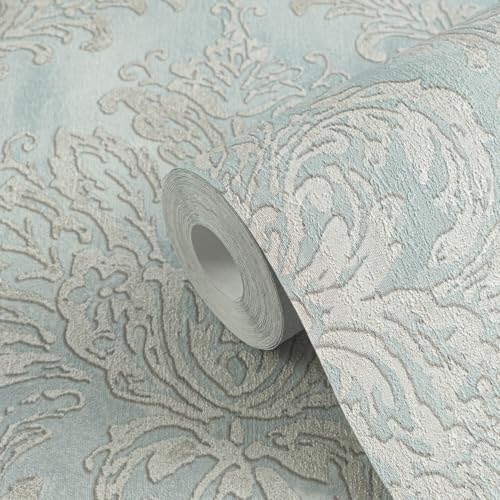 Papel pintado Barroco 790493-GU no tejido color azul turquesa-pastel 5,33 m2 4