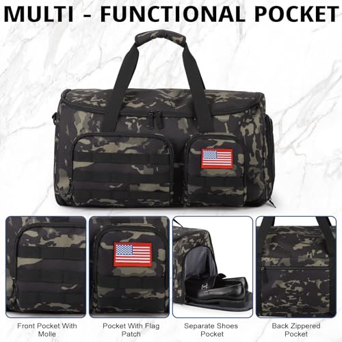 3-in-1 Tactical Garment Bag For Men,55L Large Capacity Convertible Suit Bag,Garment Bags For Hanging Clothes With Shoes Compartment, Multi-Functional Suit Bag For Travel Business3