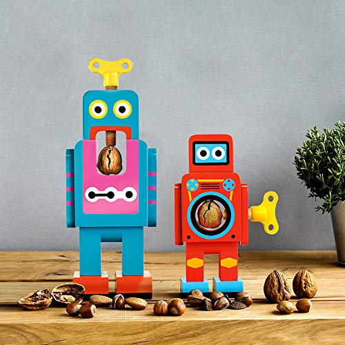 Suck UK Robot Nutcracker | Wooden Nut Crackers for Mixed Nuts | Red Nut Cracker Kitchen Gadgets | Robot-Themed Kitchen Utensils & Home Accessories | Fun Kitchen Gadget | Novelty Gifts |