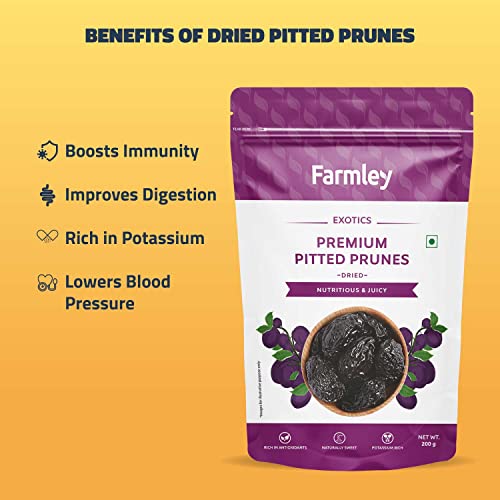 Farmley Premium California Pitted Dried Prunes 200 grams High in Vitamins and Fiber Price History
