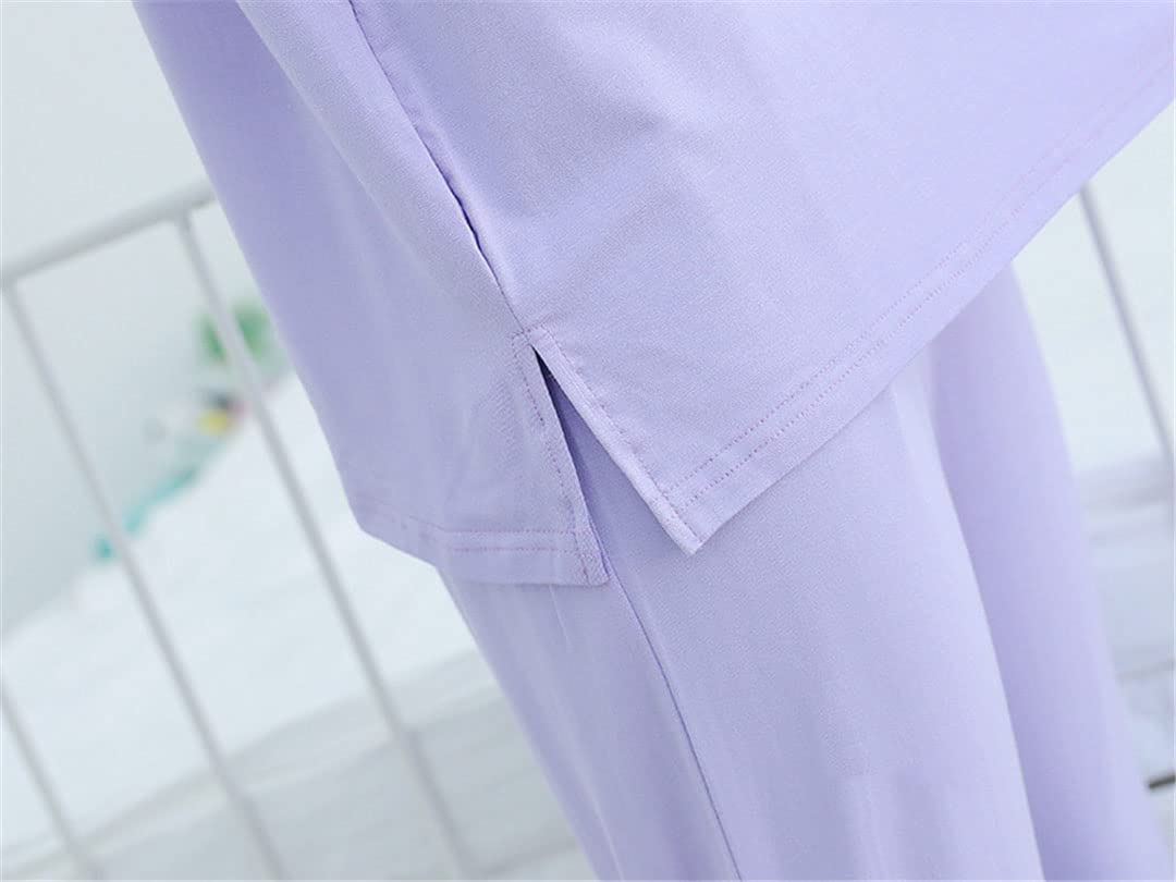 Conjunto de pijama de manga larga de algodón modal cómodo otoño e invierno para mujer, Negro, XXL
