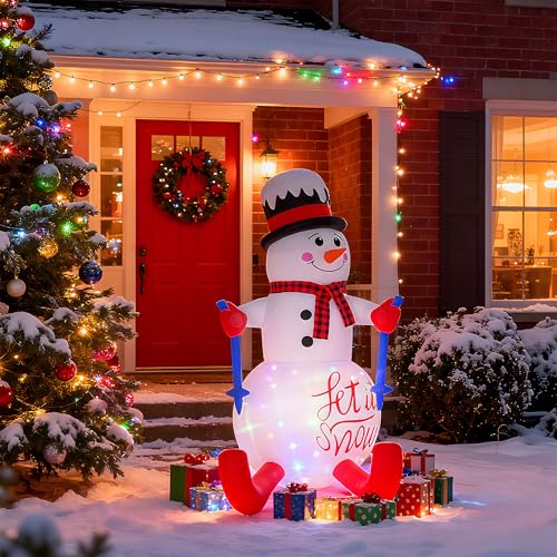 UISEBRT 180cm Schneemann Aufblasbar XXL,Frosty Snowman mit Integrierte...