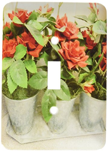 Interrupteur à bascule fleurs rouges comme commande électrique murale esthétique pour chambre - 2