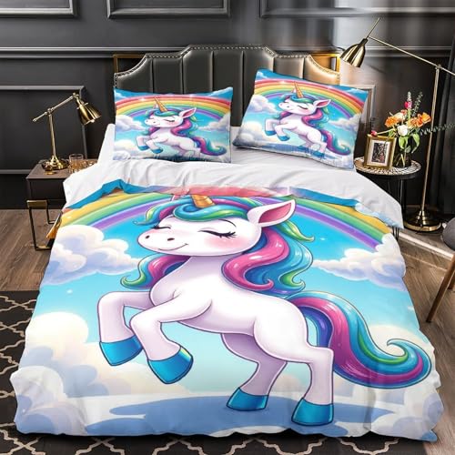 Housse de couette licorne ultra douce avec fermeture éclair 3D - 2