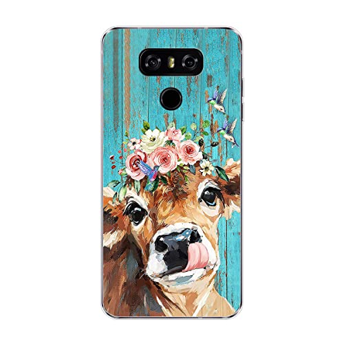 KARTXITAI Funda Silicone Case Compatible con LG G6, Carcasa de Silicona Cover, Gel Flexible,Regalo Original - Vaca, Flor, pájaro, Pintura al óleo
