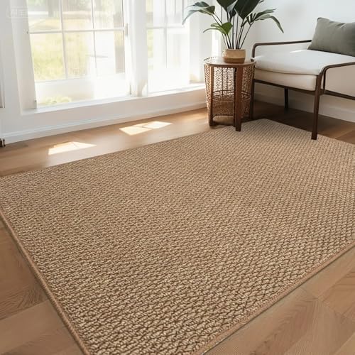 USTIDE Alfombra grande de sisal para sala de estar, textura gruesa, lavable, antideslizante, no se desprende, aspecto de yute, 150 x 200 cm