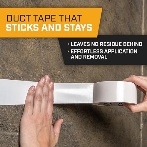 Image of Lockport Duct Tape Heavy Duty Waterproof,20 Yards x 2 Inch,Strong Adhesive Roll for Indoor & Outdoor Repair,No Residue,Tear by Hand - Duct Tape Bulk Value (White, 1-Pack)