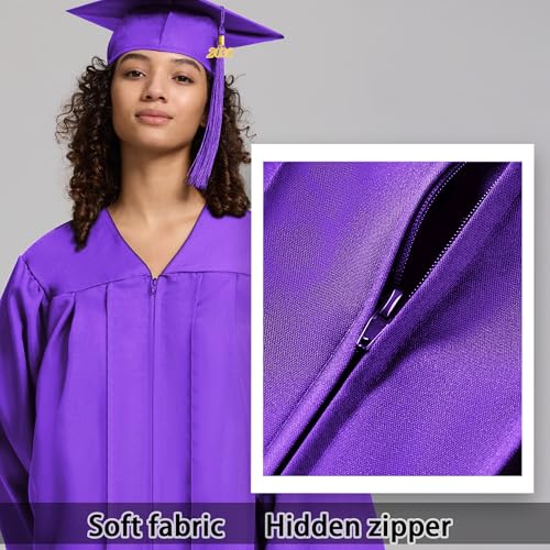 Image of 2026 Graduation Cap and Gown Matte Unisex for High School Bachelor | Heavyweight Matte Polyester, Zipper Closure, Adjustable Cap with 2026 Tassel, Sizes 39-60, Bulk Orders Available