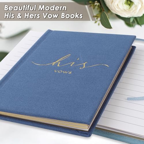Image of Wedding Vow Books With Gold Foil Lettering, Hard Cover His and Hers Vow Books, Canvas Linen Foil Embossed Wedding Ceremony Vow Books - A Beautiful Addition For The Wedding Day, 56 Pages, 5.9 inch X 3.9 inch