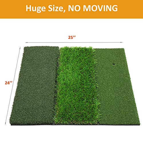 Skylife Tri-Turf/Dual-Turf Golf Hitting Mat 24'' X 25'', Driving Chipping Putting Training Aids For Backyard Home Garage Outdoor Practice With Tees (Xl Tri-Turf (24'' X 25'')) #TOP1