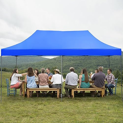 20x10 ft Pop Up Canopy Party, Wedding, Camping Tent Instant Folding Portable Shelter with Removable Side Walls (Blue)