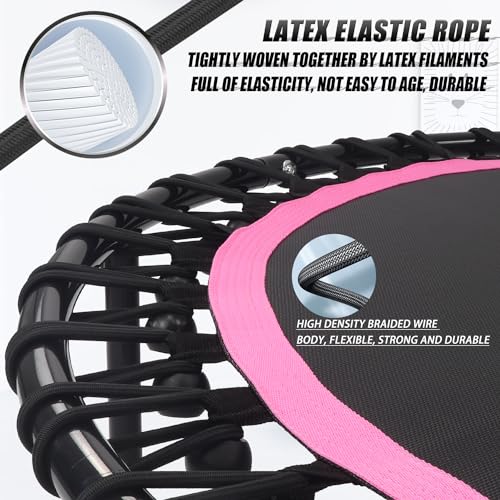 Image of Newan 40 inch-48 inch Silent Mini Trampoline Fitness Trampoline Bungee Rebounder Jumping Cardio Trainer Workout for Adults-Max Limit 330lbs