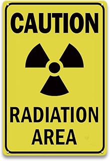 Caution Radiation Area Warning Sign, Aluminum Plaque with Symbol, 12x8 Inch, for Lab Hospital Industrial Sites & Decor