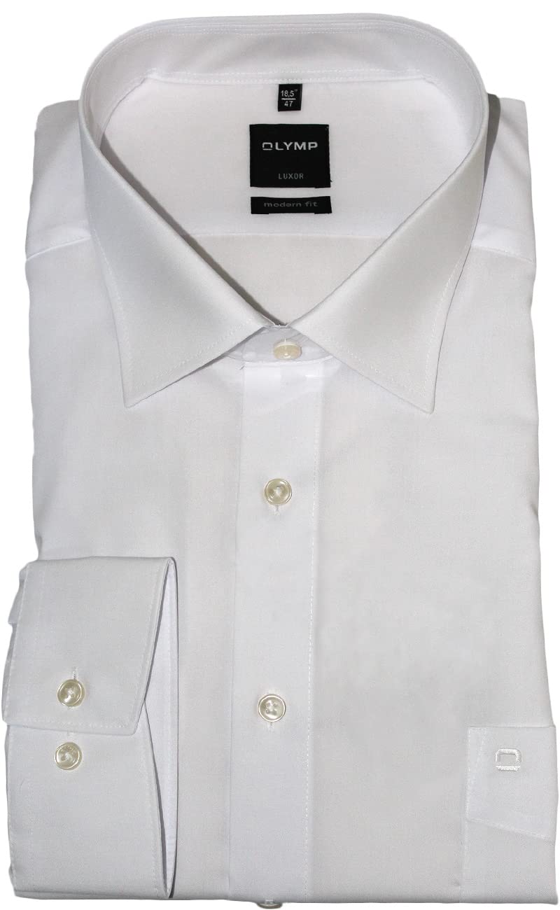 OLYMP Luxor Modern Fit Shirt Extra Short Sleeve New Net Collar Chambray Wh