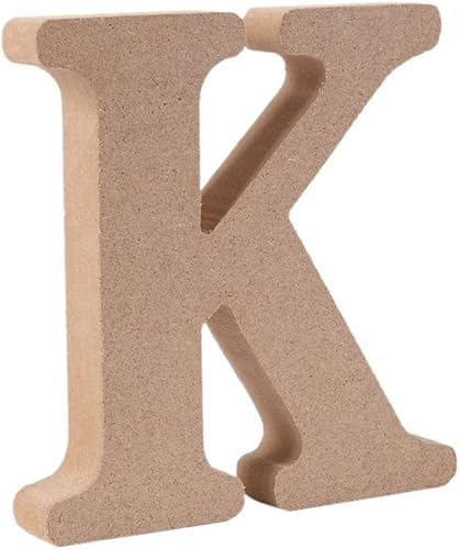 Wooden MDF Letter K - Size 8cm Tall - Free Standing Wooden L