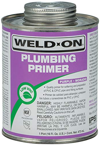 Weld-On 14026 Plumbing PVC/CPVC Primer - Fast Acting and Low VOC, Purple, 1 Pint (16 fl oz)