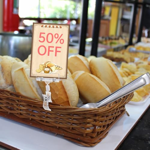 DUZEPA 30 Stück drehbare Schilderhalter aus Kunststoff, Halter für Preisschilder für Warenschilder, für die Preisanzeige im Supermarkt, für das Home Office, für Memo-Tischkarten