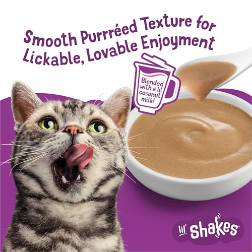 Friskies Purina Pureed Cat Food Topper,Lil’ Shakes with Scrumptious Salmon Lickable Cat Treats - 1.55 oz. Pouches,(Pack of 32) - image 4