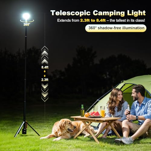 image for SYLSTAR 360° Rechargeable Work Light with Remote &Telescopic Stand (8