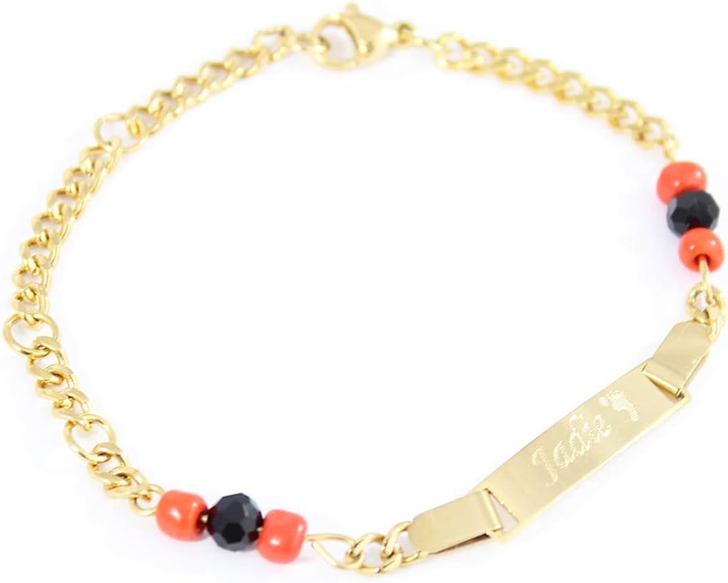 Personalized 18K Gold Plated Baby Name Bracelet Custom Bracelets for Kids Id Protection Bracelet Baptism for Girls