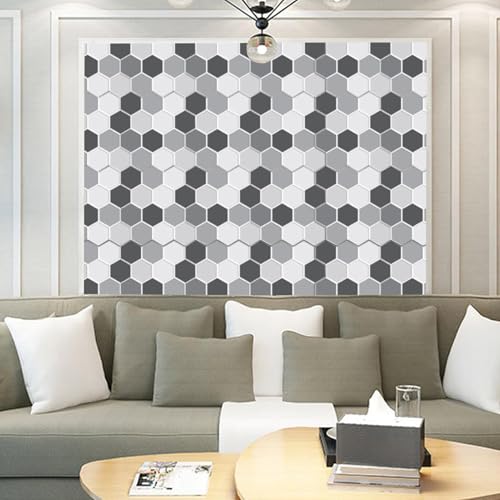 Azulejos de pared hexagonales autoadhesivos de 11.8 x 11.8 para baños y zonas de estar 4