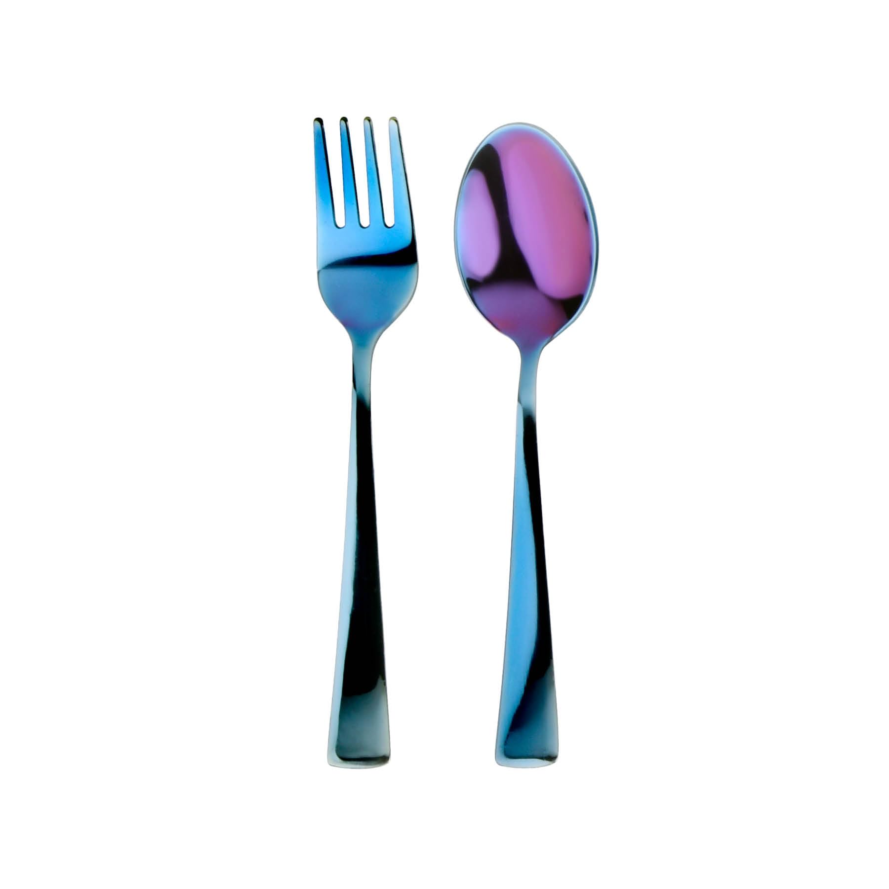 Ahimsa Stainless Steel Kids Utensils Set, Pediatrician Designed, Colorful Kids Silverware, Non Toxic, Dishwasher Safe, Iridescent Blue Fork and Spoon