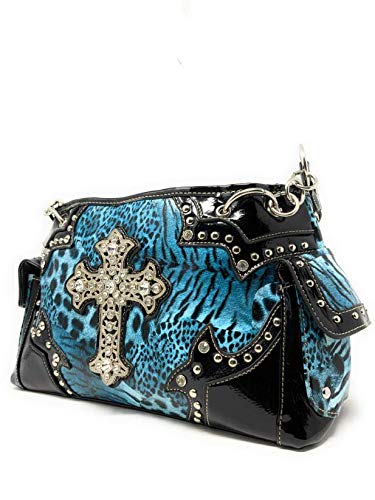 western rhinestone cross leopard concealed carry handbag with matching wallets in 3 colors4
