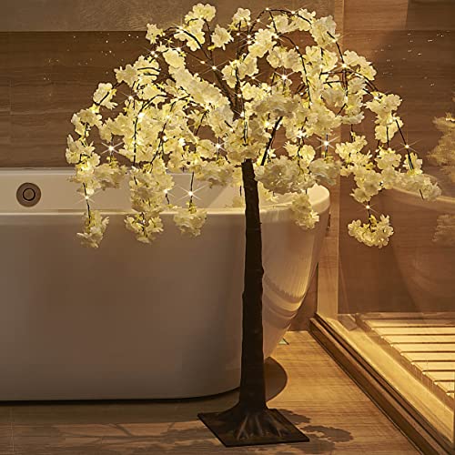 Hairui Cherry Blossom Tree With Lights 4Ft 180 Fairy Lights, Artificial Lighted Tree For Spring Wedding Birthday Party Decoration Inside Outdoor #TOP3