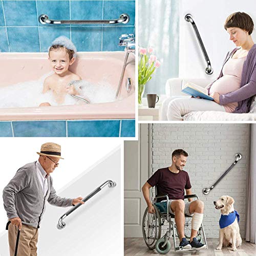 2 Pack 24 Inch Shower Grab Bar With Anti-Slip Grip, Imomwee Chrome Stainless Steel Bathroom Grab Bar Handle, Shower Balance Bar, Safety Hand Rail Support, Handicap Elderly Senior Assist Bath Handle #TOP5