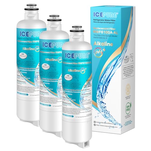 ICEPURE Alkaline BORPLFTR50 Refrigerator Water Filter Replacement for Bosch Ultra Clarity Pro 11032531, 12033030, BORPLFTR55, 12028325, 11025825, B36CT80SNS, WFC100MF, WFS200MF, Enhances PH, 3Pack