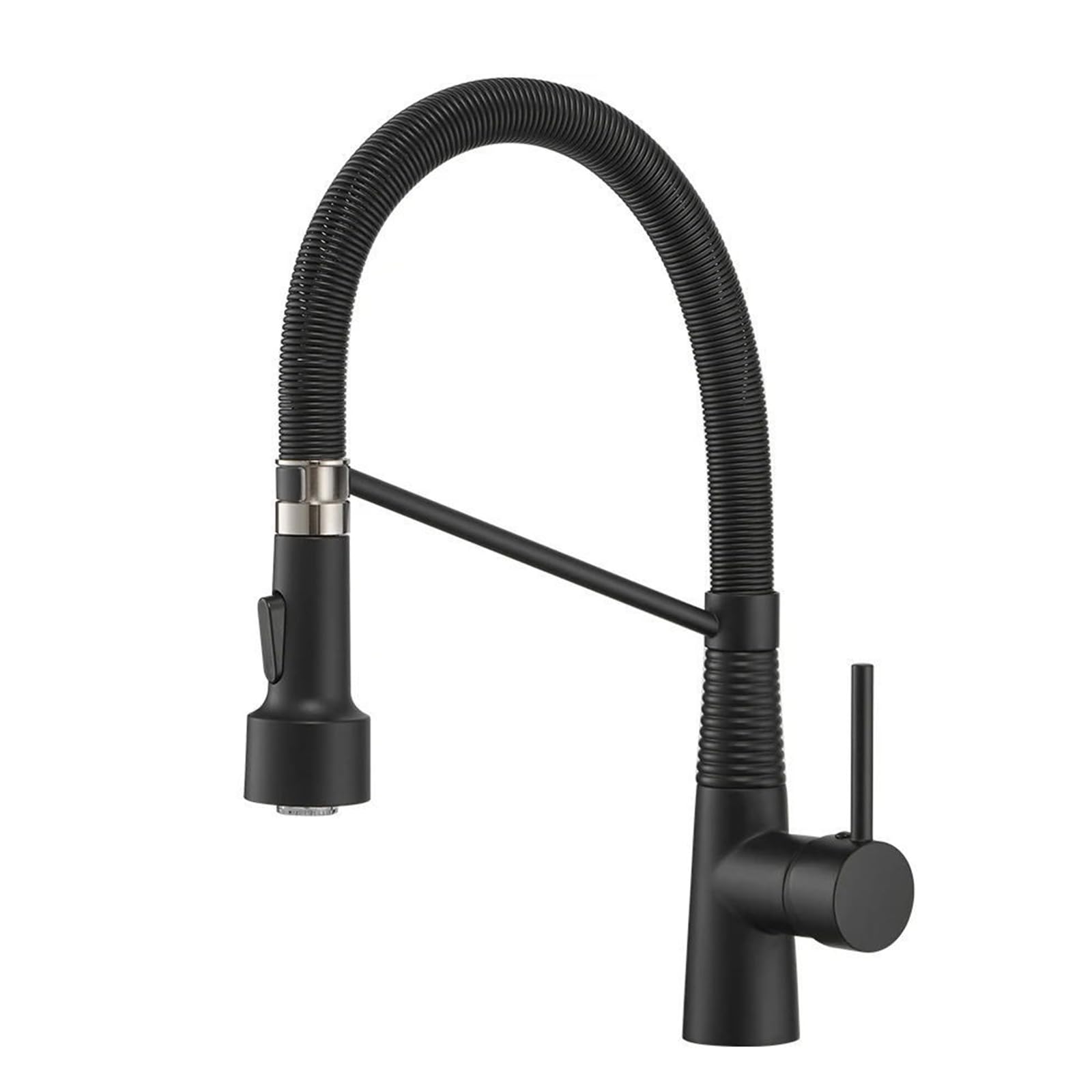 ZYCHSJXA Kitchen Spring Mixer Tap 2 Mode 360° Rotation Single Hole High Radian Flexible Spout Brass-Black