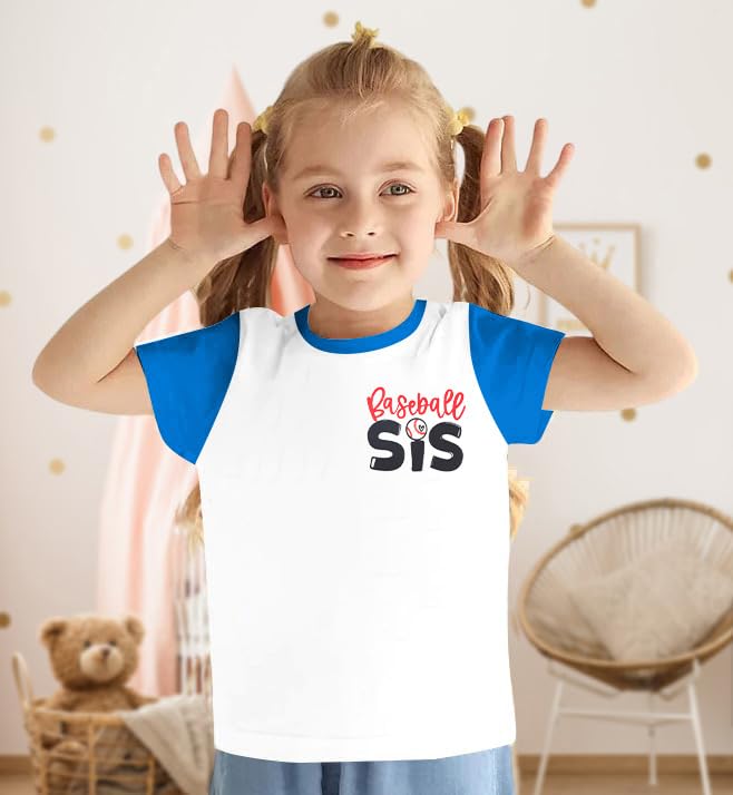 Image of FRYAID Toddler Baseball Sister Shirt Baby Girl Baseball Outfit Big Sister Shirt Birthday Girl T-Shirt Summer Cotton Tee Top