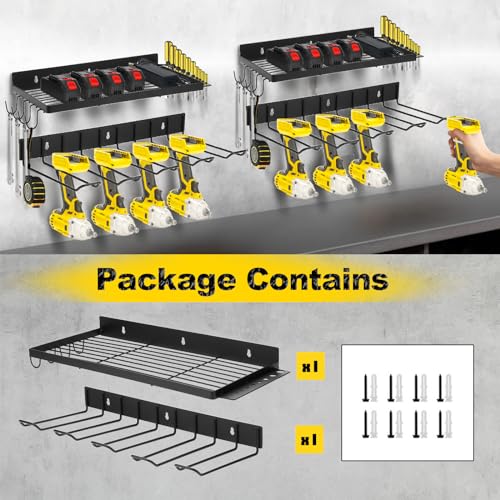Werkzeugspeicher Aufbewahrung Wandhalterung, Pollen Elektrowerkzeug Organizer Akku Schlagbohrschrauber, Heavyduty Elektrisch Bohrer Wandmontage Werkzeughalter Werkzeugregal Garage Power Tool Organizer
