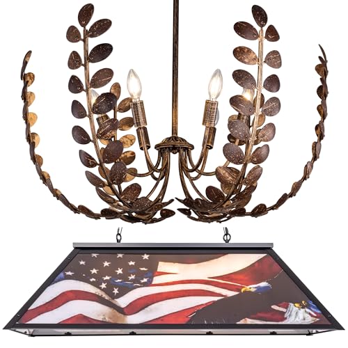 Wellmet Tiffany Style Pool Table Light,Farmhouse Coconut Chandelier for Living