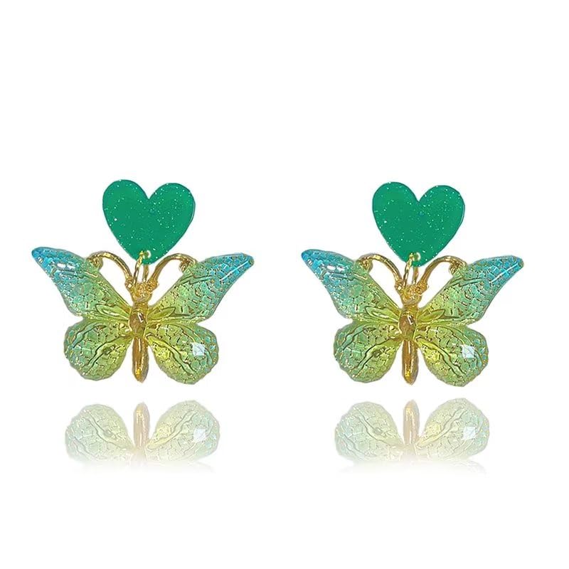 Zhang shineButterfly Dangle Earrings Acrylic Colorful Spring Summer Dainty love Heart Lightweight Butterfly Earrings Y2k For Women Girls Fashion Jewelry Gift