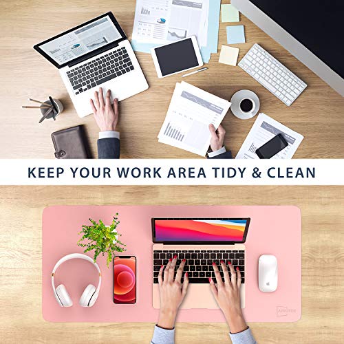 Image of AFRITEE Desk Pad Protector Mat - Dual Side PU Leather Desk Mat Large Mouse Pad Waterproof Desk Organizers Office Home Table Decor Gaming Writing Mat Smooth (Light Blue /Baby Pink, 31.5 inch x 15.7 inch)
