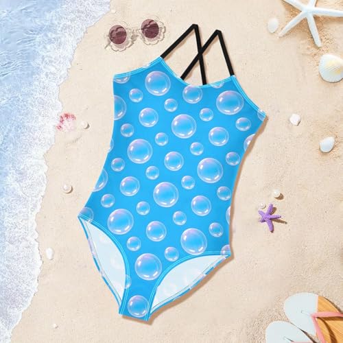 Bubble Pattern Girls One Piece Swimsuits Quick Dry Beach Swimwear Bathing Suit3