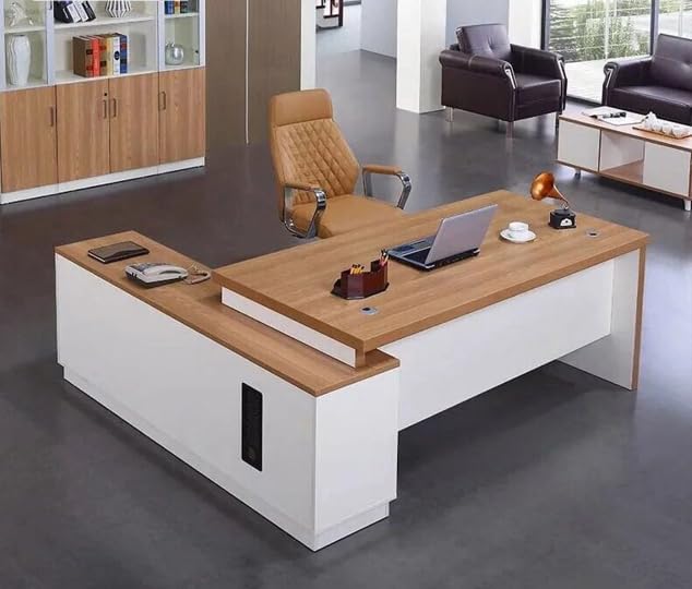 Image of Director & Executive for Office Desk Made in Particle Board with 2 Drawer & Storage, Openable Shutter, Side Unit Working Table 5-Year Warranty & Free Assembly (SCL-445)
