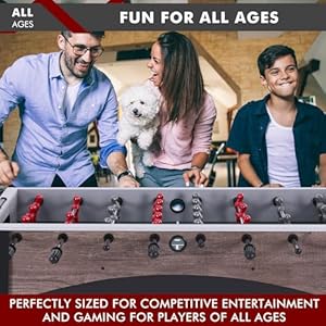 48in Foosball Table, Arcade Table Soccer w/2 Balls for Kids and Adults, Indoor Foosball Table for Home, Game Room w/Wood Grain Finish and Foosball Accessories 48in Foosball Table Arcade Table Soccer w2 Balls for Kids and Adults Indoor Foosball Table for Home Game Room wWood Grain Finish and Foosball Accessories