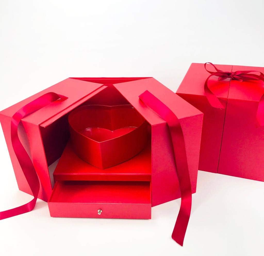 unikpackaging premium quality large square surprise flower box, gift boxes for luxury flower and gift arrangements, multi colors (ruby red)