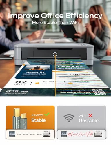 ainope usb b to usb c cablehigh speed usb c to usb b printer cable for macbook proair midi cord for yamaha casio digital piano midi keyboard dj controller dac to ipad66ftgrey