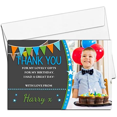 10 Personalised Boys Birthday Party Thank You Photo Cards L Cover